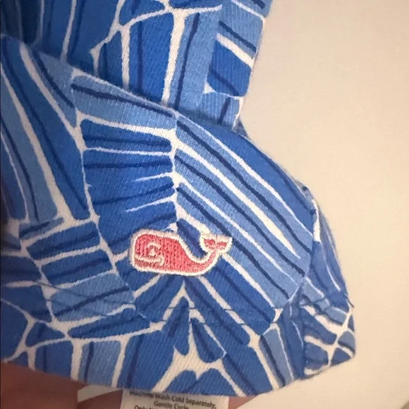 Girls Medium 10/12 Cotton 3/4 Length Sleeve Shift Dress Blue and White - Picture 4 of 7